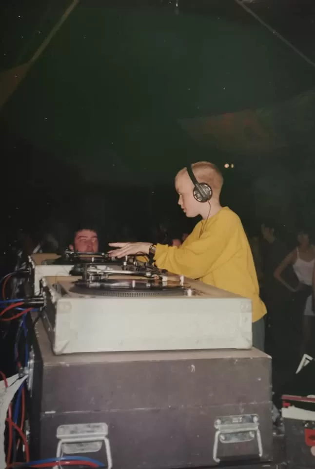 A young DJ Damian Age 10, performing as a DJ at a Festival in 1996